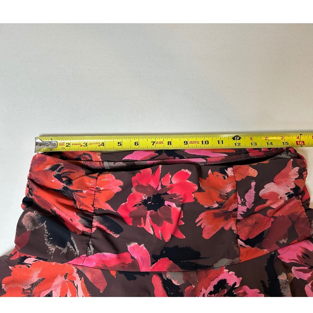 Lands' End Swim Skirt Women's 10 Brown Floral Ruffle Skirted Bottom Swimsuit - Picture 3 of 5